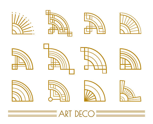 ilustrații de stoc cu colțuri izolate aurii art deco. elemente de design vintage ale liniei geometrice. set vectorial de design eps 10. - colţ