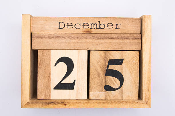 Wooden calendar block of the year. Used as a desk accessory with changeable months and days