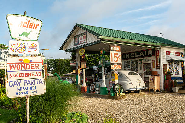 Ash Grove, Missouri USA - June 18th, 2025: Gary's Gay Parita vintage service station and tourist attraction on historic Route 66.