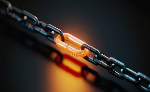 istock Chain Links On Black Background - Strength And Standing Out From The Crowd Concept 2224522662