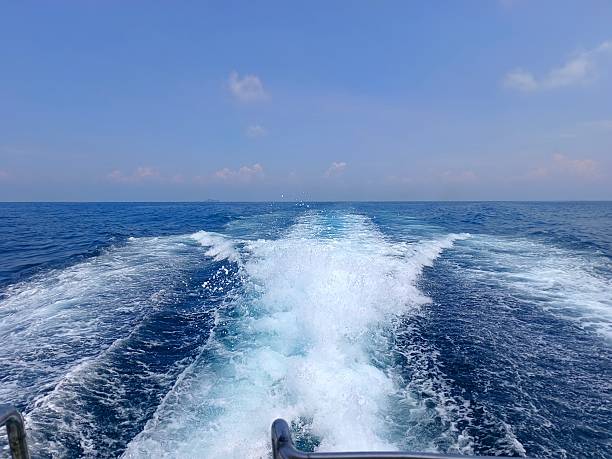 Beautiful waves at the sea from the boat engine
