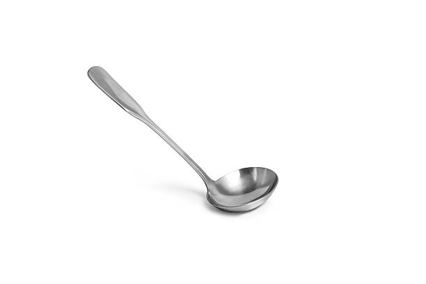 istock A stainless steel ladle with a deep, rounded bowl, a long handle, isolated on white background. Perfect for serving soups, stews, sauces in kitchens or restaurants. 2224527389
