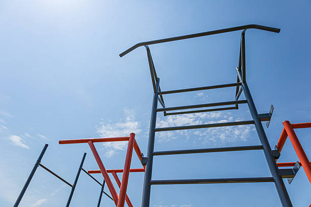 istock Parallel bars stand tall against a vibrant blue sky, creating a perfect spot for exercise and strength training for athletes and gymnasts 2224534187