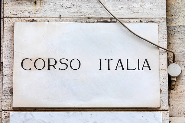 Street sign for Corso Italia in the city of Pisa, Italy.