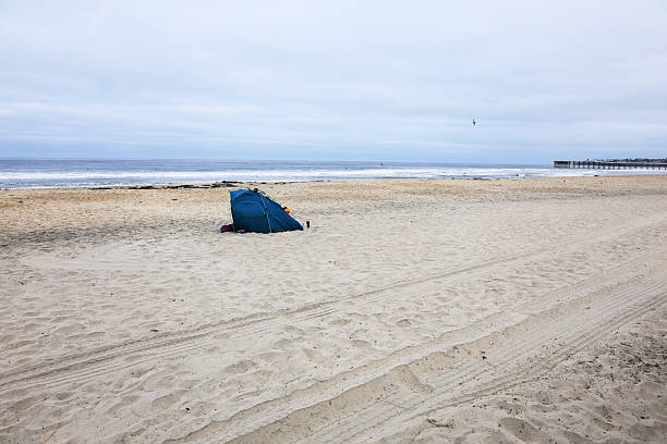 Early morning hour at the Pacific Beach south of historic Crystal pier, San Diego, California
