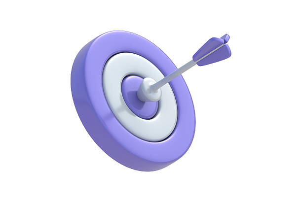 istock Target with an arrow in the center isolated on white background. Bullseye game. 3d render 2224549692