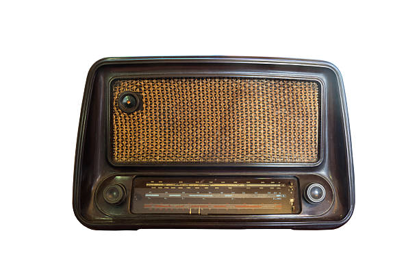 Old style retro brown color radio isolate on white background.