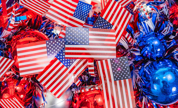 istock america flag with decorations for Independence Day or celebrate July 4th. 2224556773