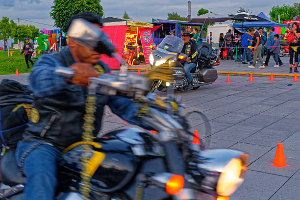 Cholula city, PUE state, Mexico - September 30, 2022: open motorbikes festival, in the central square in the city of Cholula.