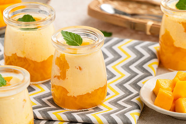 istock Mango Mousse Dessert in Glass Cups 2224559986