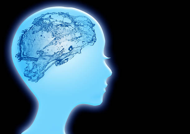 3d illustration of abstract human head and water brain in science concept