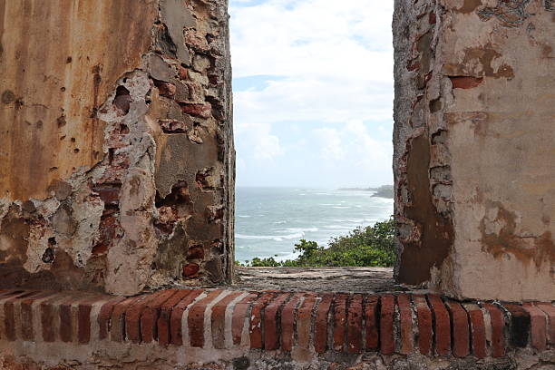 San Juan, Puerto Rico. Taken December 27, 2017. Fort at San Juan City in Puerto Rico. Views around San Juan National Historic Site. The sea visible from opening the wall around the historic site.