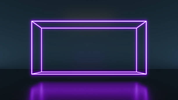 istock Neon lines glowing in the dark. 2224574176