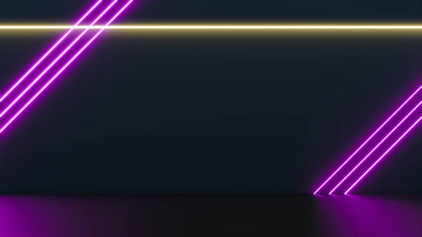 istock Neon lines glowing in the dark. 2224574179