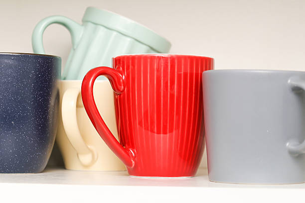 Stack of coffee cups. Interior detail from home kitchen decor.