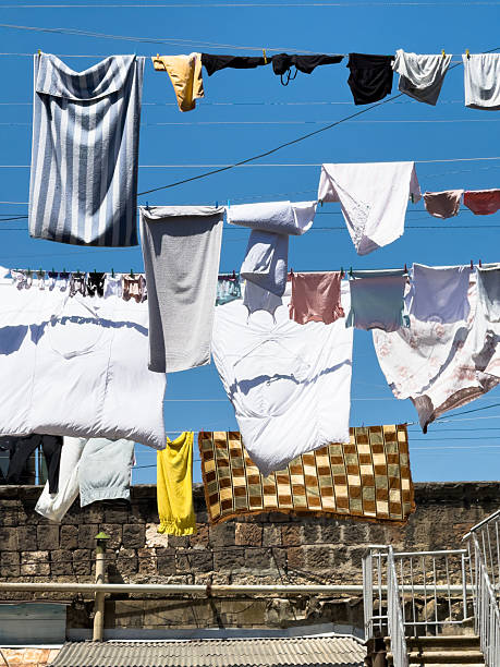 istock A line of clothes hanging on a clothesline 2224588266