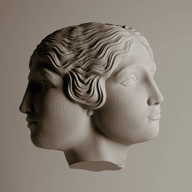 istock 3d rendering sculpture a dual-faced head, ancient Greek or Roman bust symbolizing duality. Internal conflict and split personality, dissociative disorder concept 2224594034
