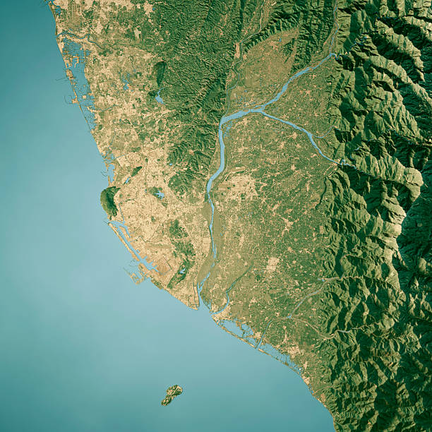 istock Kaohsiung City Taiwan Satellite Topographic Map 3D Render Color 2224596873