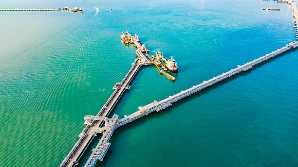 istock Crude oil tanker docking at offshore terminal. 2224599482