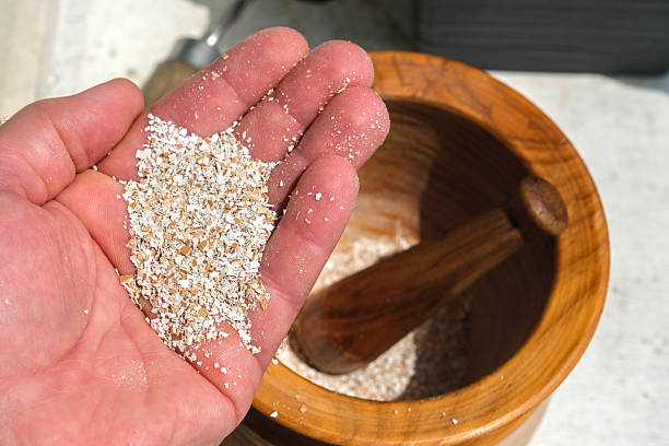 istock A hand crushes eggshells with a wooden pestle in a mortar, turning them into natural fertilizer for potted plants, eco-friendly and practical. 2224602673