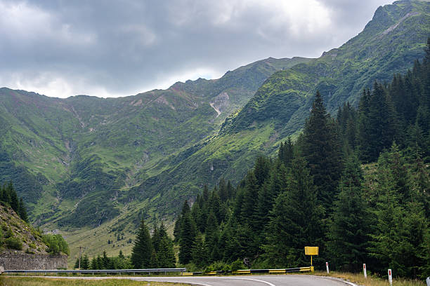 Transfagarasan Fagaras pass in summer. Crossing Carpathian mountains in Romania, Transfagarasan spectacular mountain roads in the world. Hiking and climbing route, famous place