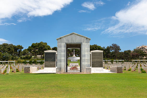 Athens, Greece - May 01 2025: Phaleron War Cemetery - Athens Memorial