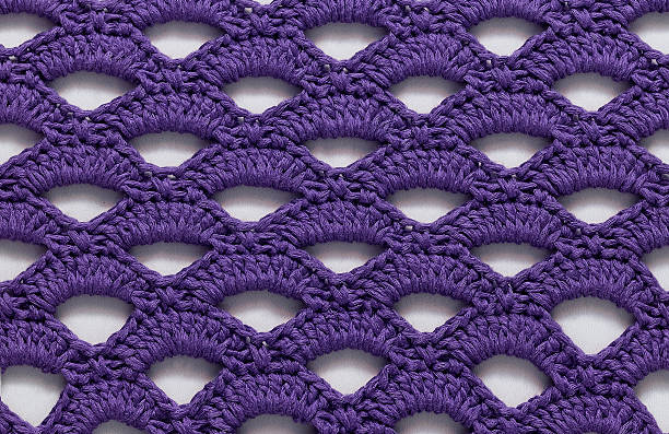 istock Purple seamless crochet texture with holes. Crochet arcade stitch. 2224605084