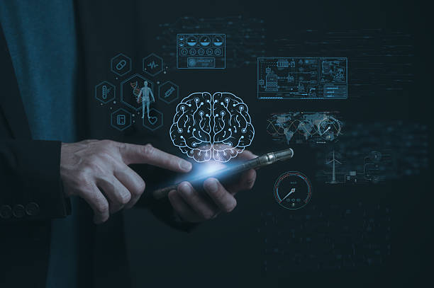 istock Man using smartphone and Digital transformation technology internet of thing. transformation of idea adoption technology in business medical research, enhancing global business capabilities Ai 2224610882