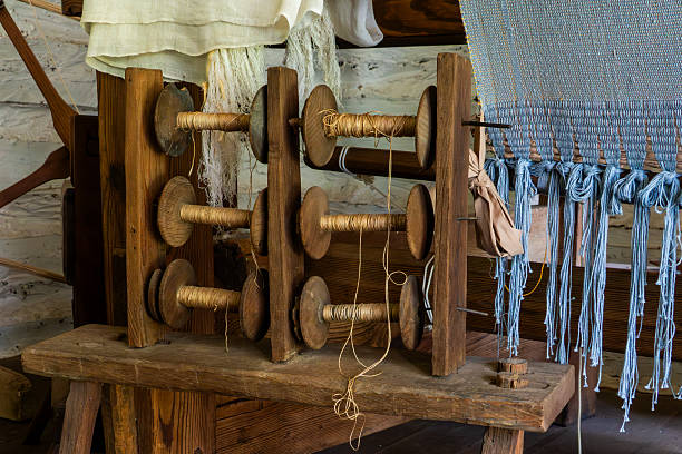 istock A rack of bobbins for a hand-operated weaving loom 2224611936