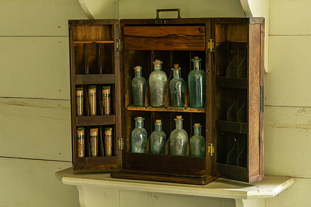 istock An antique folding cabinet with medicine jars 2224612711