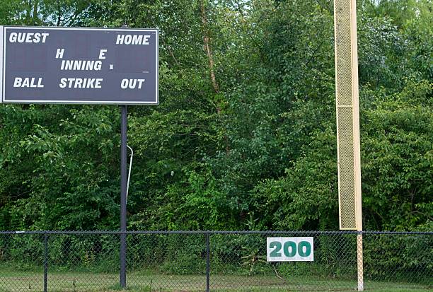 istock Scoring sign at a public park ball field 2224615729