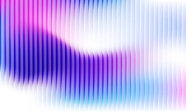 istock Color gradient with corrugated iridescent glass effect. White, blue and purple ribbed abstract background with line blur. 2224621780