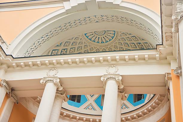 Tbilisi, Georgia - 06 September 2019: The facade of the National Gallery at Rustaveli Avenue. The center of capital city.