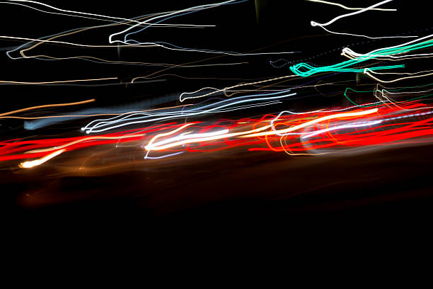 Abstract background with bright, multicolored light rays in motion. Copyspace concept. Photo effect. Texture