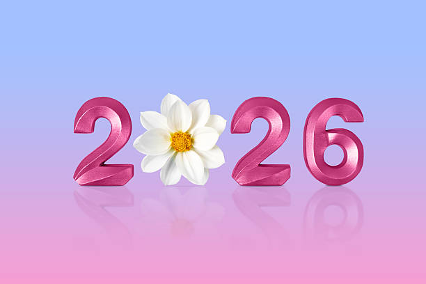 istock 2026 numbers and dahlia flower 2224634654