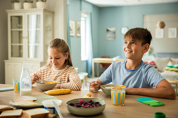 istock Schoolkids eating breakfast before school 2224635354
