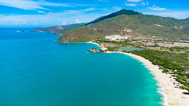 istock Caribbean Beach Resort with Umbrellas and Sandy Shoreline 2224645661