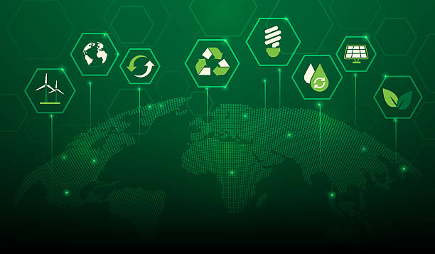 istock ecology environment renewable energy and sustainable with icon background. ESG and save world wallpaper. vector illustration fantastic green technology. 2224647723