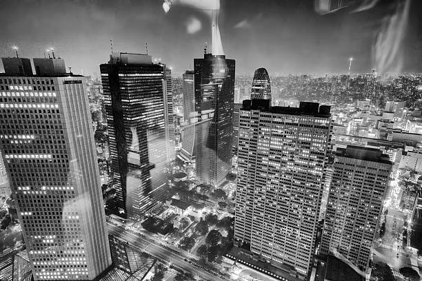 City view of Tokyo from a high floor in a hotel in Shinjuku, Tokyo, Japan.