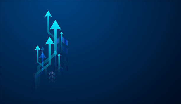 istock The growing up arrows on gradient blue background. The Group of upward arrows against a dark blue background represents business growth, vector illustration 2224659096