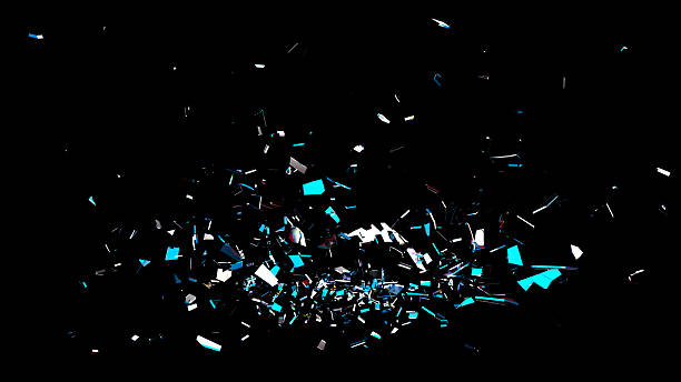 istock Scattered Glass Shards with Cyan and White Highlights on Black Background 2224659754