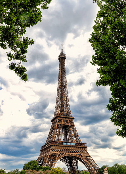 hand that measures with the span the Eiffel Tower in Paris France