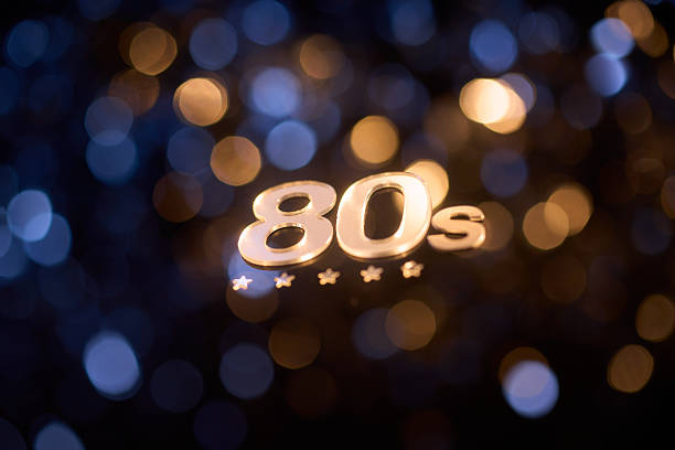 istock Shiny 80s Typography with Glowing Bokeh Lights in Blue and Gold 2224661931
