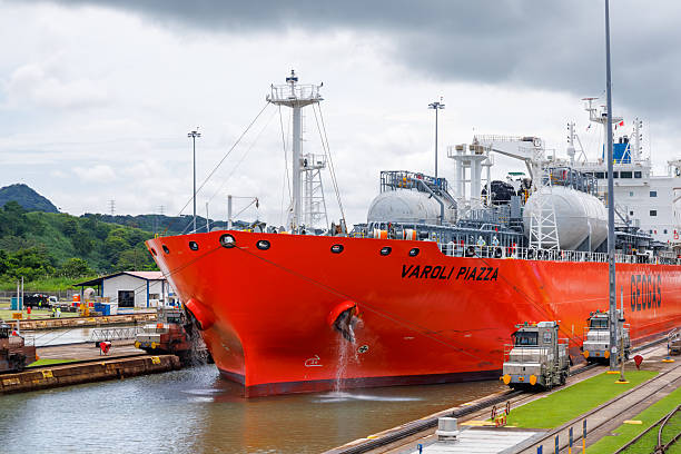 Boat in the lock of the Panama Canal - Panama