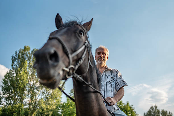 istock Man Riding a Horse Outdoors on a Sunny Day in Nature 2224673055
