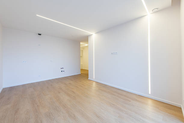 istock Empty Modern Room Interior with Wooden Flooring and White Walls 2224676523