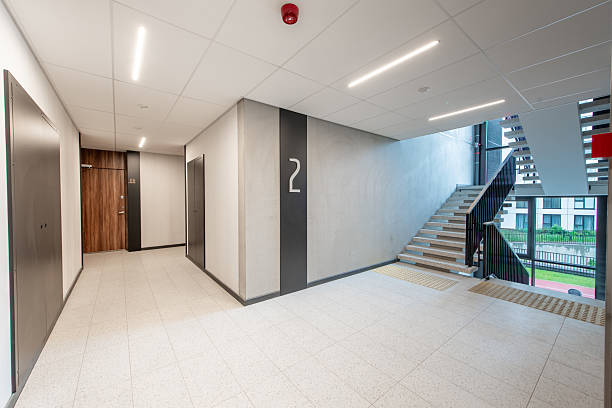 istock Modern Stairwell in a Contemporary Apartment Building Interior Design 2224676549