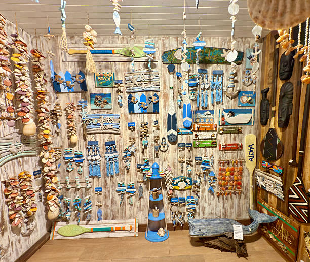 Wall Decorated with Beach-Themed Handicrafts