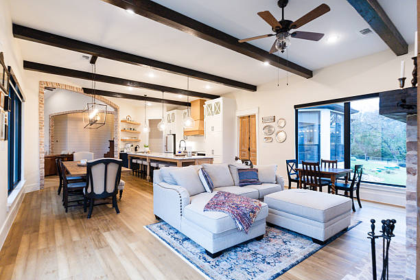 istock Modern Farmhouse Living Room with Kitchen View 2224684249