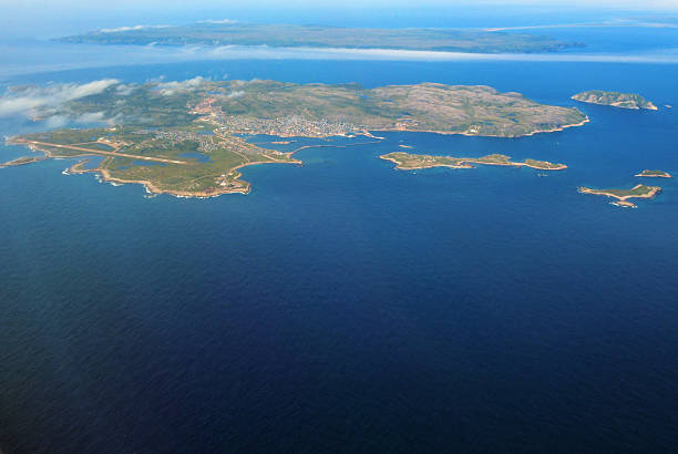 istock Saint Pierre and Miquelon islands from the air (Saint Pierre in the foreground, Miquelon-Langlade on the horizon) 2224696113